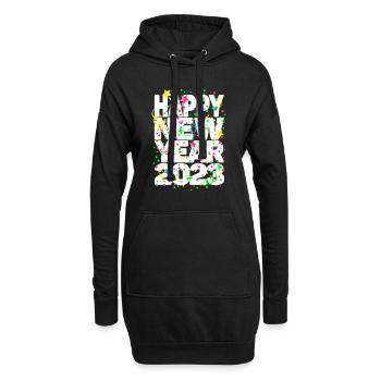 Fête du Nouvel An Bonne Année 2023 - Sweat-shirt à capuche long Femme - noir - Devant