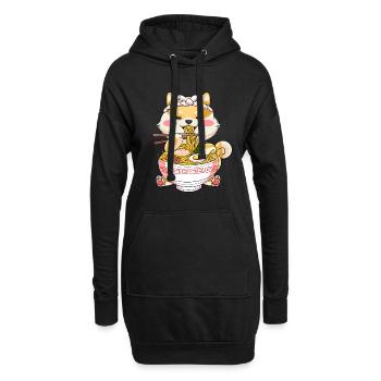 Ramen Cat Japon Kawaii - Sweat-shirt à capuche long Femme - noir - Devant
