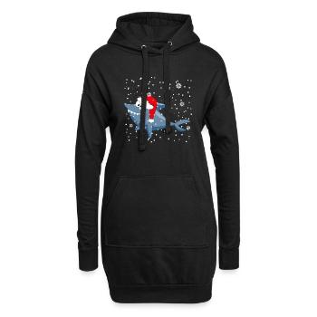 Drôle de Noël Requin Noël - Sweat-shirt à capuche long Femme - noir - Devant