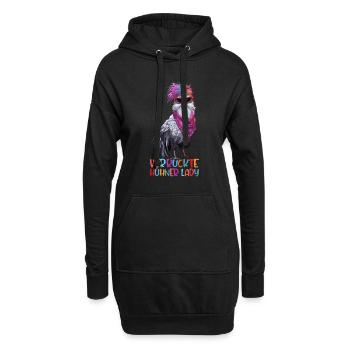 Witziger Spruch Landwirt Bauer Hühner Henne - Hoodie-Kleid - Schwarz - Vorne