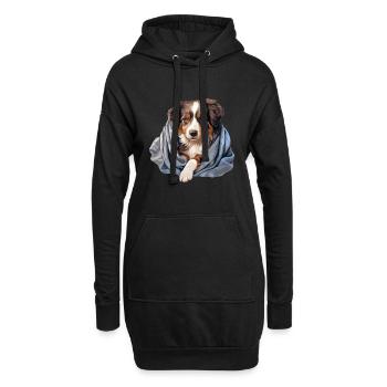 Süßer Hund Welpe Australian Shepherd - Hoodie-Kleid - Schwarz - Vorne