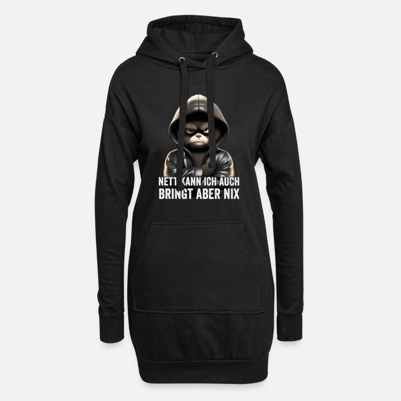 Lustige Mürrische Katze Mit Spruch Geschenk - Hoodie-Kleid - Schwarz