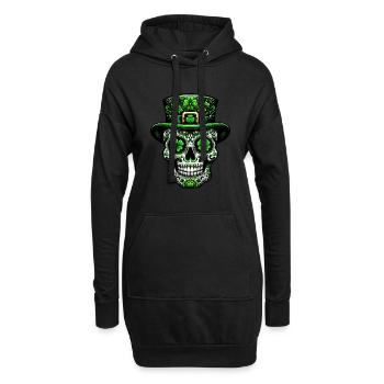 Sugar Skull Irish Irland Kleeblatt St Patricks Day - Hoodie-Kleid - Schwarz - Vorne
