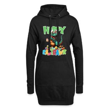 Dinosaure Trex garçons panier de Pâques lapin de Pâques joyeux - Sweat-shirt à capuche long Femme - noir - Devant