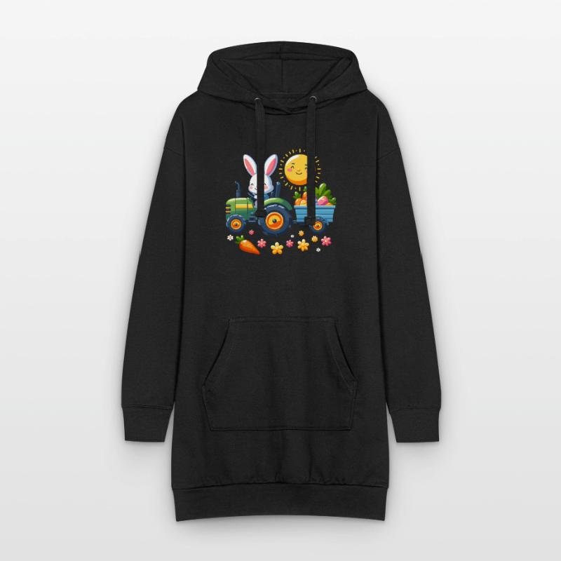Tractor, Farmer, Easter Basket, Easter Bunny, Happy Easter Hoodie Dress
