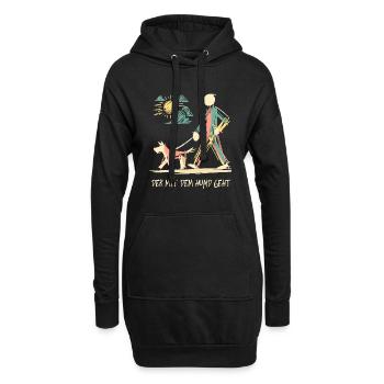 Der Mit Dem Hund Geht Lustige Hunde Sprüche - Hoodie-Kleid - Schwarz - Vorne