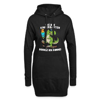 Einschulung Schulanfang Jungen Schulkind Dino Trex - Hoodie-Kleid - Schwarz - Vorne