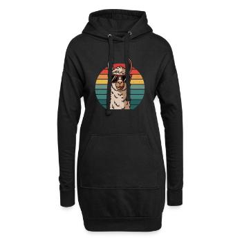 Retro Style Alpaka Mit Sonnenbrille Lustiges Tier - Hoodie-Kleid - Schwarz - Vorne