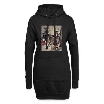 Selfie Katze Weihnachtsfeier Weihnachts Outfit - Hoodie-Kleid - Schwarz - Vorne