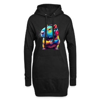 Capybara Gamer Zocker Lustig Videospiel Gaming - Hoodie-Kleid - Schwarz - Vorne
