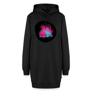 Design - Hoodie-Kleid - Schwarz - Vorne - AI Model Female 172 light (172cm)
