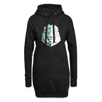 Ein gezeichneter hübscher Löwe in Blau und Weiß - Hoodie-Kleid - Schwarz - Vorne