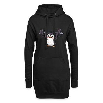 Pinguin Hantel Workout Stark - Hoodie-Kleid - Schwarz - Vorne