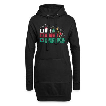 Weihnachten Schwester Nice Naughty Youngest Sister - Hoodie-Kleid - Schwarz - Vorne