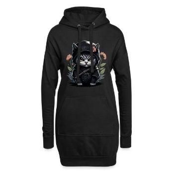 Le chat ninja : un combattant invincible - Sweat-shirt à capuche long Femme - noir - Devant