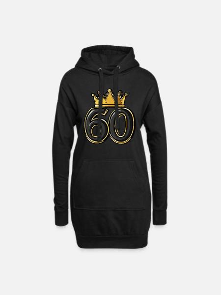60 Zahl Krone - Hoodie-Kleid - Schwarz