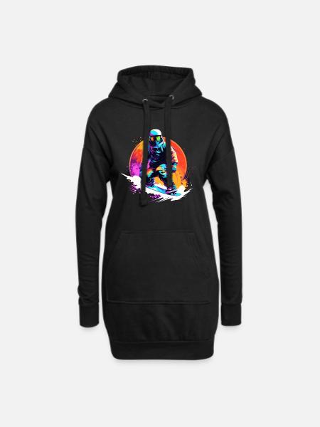 Snowboarden oder Skifahren und dann Après-Ski - Hoodie-Kleid - Schwarz