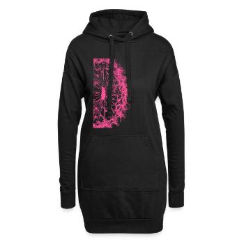 Pusteblume - Linie / pink - Hoodie-Kleid - Schwarz - Vorne
