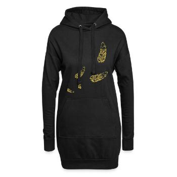 Federn - Symbol / gold - Hoodie-Kleid - Schwarz - Vorne