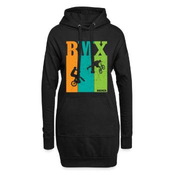 BMX Farbblock Rider Silhouetten - Hoodie-Kleid - Schwarz - Vorne