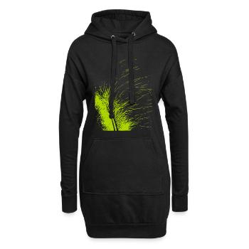 Plume abstraite / ligne / vert / motif - Sweat-shirt à capuche long Femme - noir - Devant