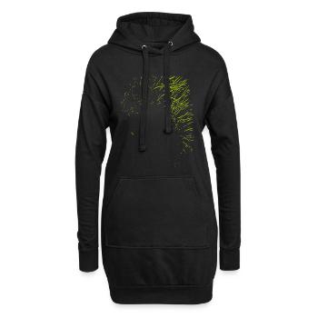 Dessin abstrait / ligne / vert / motif / nature - Sweat-shirt à capuche long Femme - noir - Devant