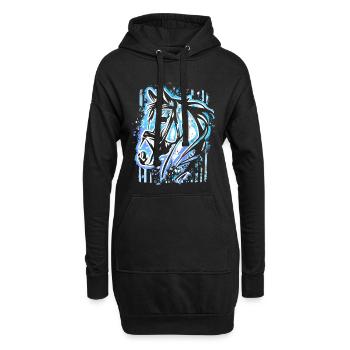 Blue Horse - Cheval Tête Dessin Chevaux Peinture - Sweat-shirt à capuche long Femme - noir - Devant