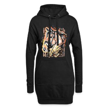 Cheval - Tête de cheval colorée - Équitation - Cavalier - Cheval - Sweat-shirt à capuche long Femme - noir - Devant