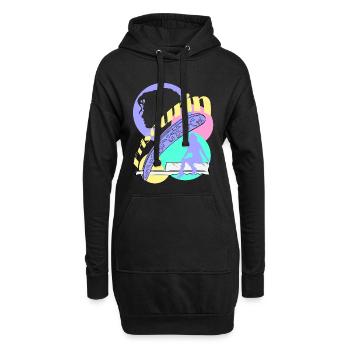 Friseurin Rasiermesser Frau Kopf Silhuoette - Hoodie-Kleid - Schwarz - Vorne
