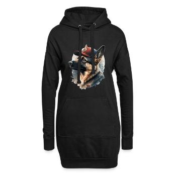 Berger allemand pompier - Sweat-shirt à capuche long Femme - noir - Devant
