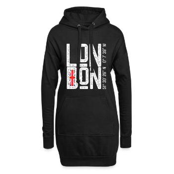 Drapeau de Londres Faute de frappe en difficulté - Sweat-shirt à capuche long Femme - noir - Devant