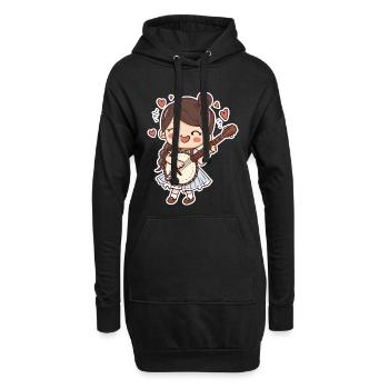 Banjospielerin Comic Stil - Hoodie-Kleid - Schwarz - Vorne