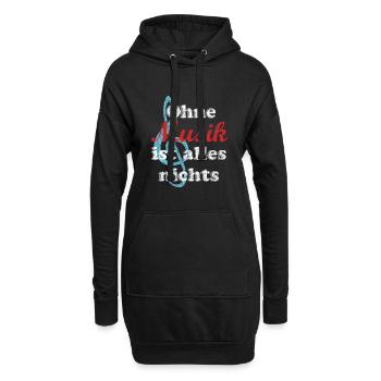 musik - Hoodie-Kleid - Schwarz - Vorne