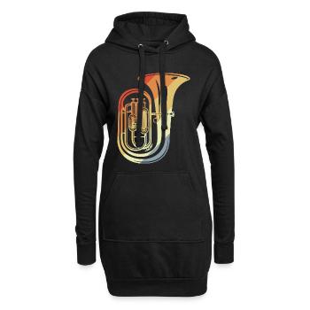 90er Jahre Tuba Skizze - Hoodie-Kleid - Schwarz - Vorne