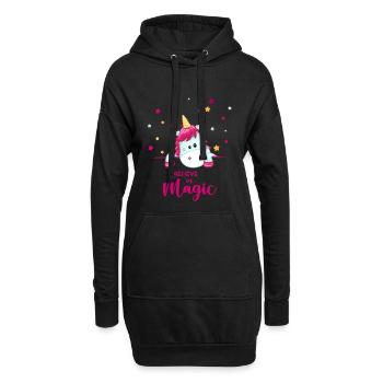 Einhorn Magie - Hoodie-Kleid - Schwarz - Vorne