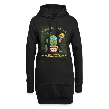 Sommerkaktus – Durstig, aber voller Leben - Hoodie-Kleid - Schwarz - Vorne