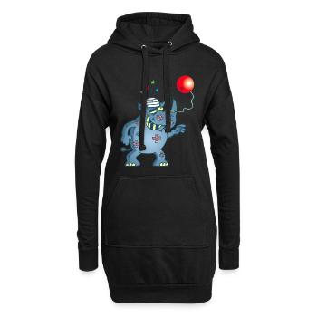Rhinocéros et bilboquet - Sweat-shirt à capuche long Femme - noir - Devant