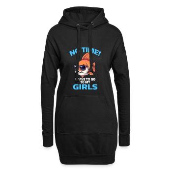 poisson cool disant pêcheur Verseau filles - Sweat-shirt à capuche long Femme - noir - Devant