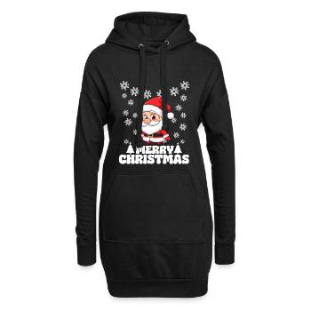 Weihnachtsmann Weihnachten Merry Christmas Schnee - Hoodie-Kleid - Schwarz - Vorne