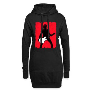 Affiche graffiti de la silhouette du guitariste - Sweat-shirt à capuche long Femme - noir - Devant
