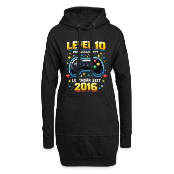 10e anniversaire 2016 Niveau 10 Jeune Joueur Drôle - Sweat-shirt à capuche long Femme - noir - Devant