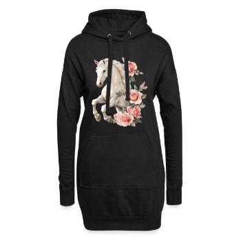 Roses vintage de chevaux - Sweat-shirt à capuche long Femme - noir - Devant