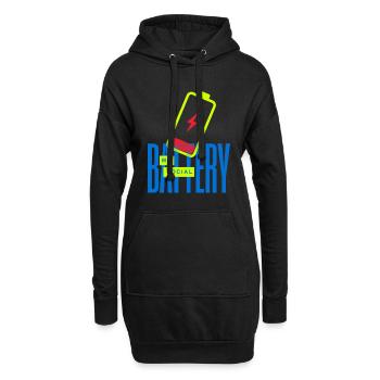 Leuchtende Social Battery - Hoodie-Kleid - Schwarz - Vorne