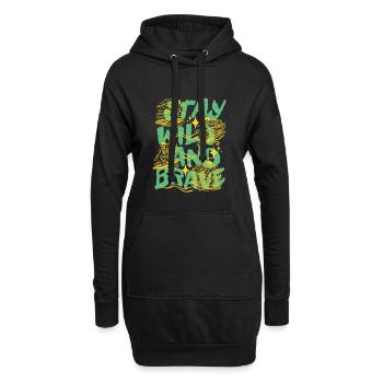 Restez sauvages et courageux - Sweat-shirt à capuche long Femme - noir - Devant