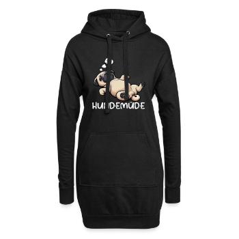 Hundemüde Mops Möpse Mopsbesitzer Mopsliebhaber  - Hoodie-Kleid - Schwarz - Vorne