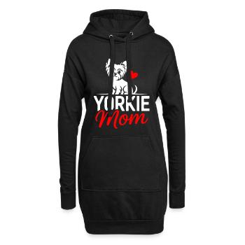 Yorkie Mom Herzhund Design - Hoodie-Kleid - Schwarz - Vorne