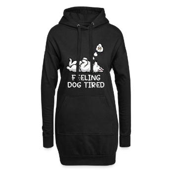 Chien blanc épuisé - Sweat-shirt à capuche long Femme - noir - Devant