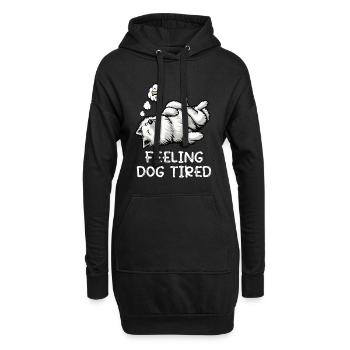 Chien blanc épuisé - Sweat-shirt à capuche long Femme - noir - Devant