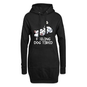 Se sentir fatigué par le chien Propriétaire maltais - Sweat-shirt à capuche long Femme - noir - Devant