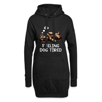 Se sentir fatigué par chien Teckel à poil dur Teckel teckel - Sweat-shirt à capuche long Femme - noir - Devant